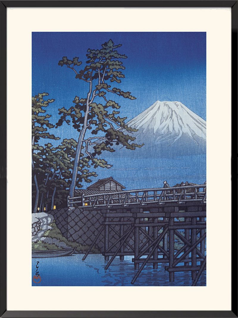 Le mont Fuji au clair de lune, pont Kawai de Kawase Hasui