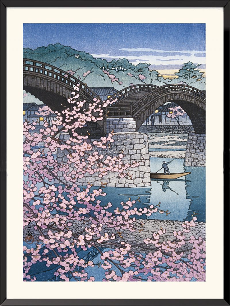 Estampe Soir de printemps au pont Kintai de Kawase Hasui