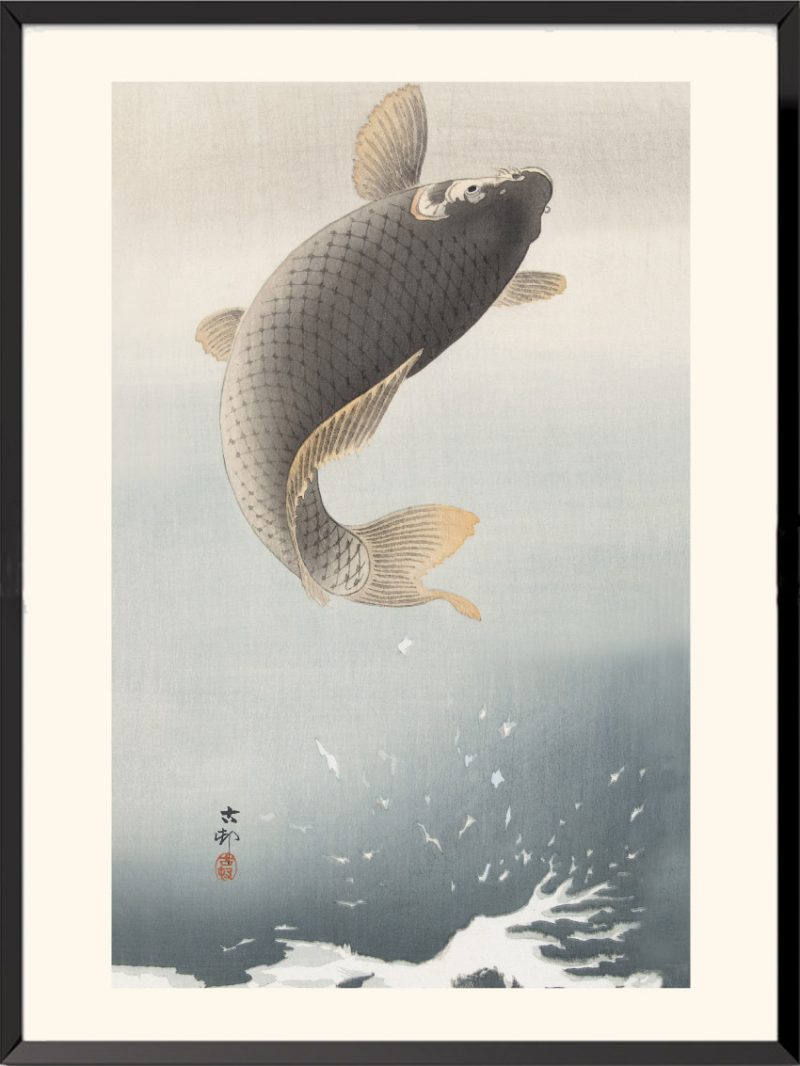 Estampe Carpe sautant de Ohara Koson