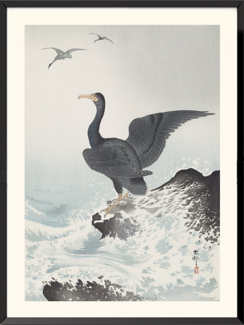 Estampe Cormoran sur un rocher de Ohara Koson