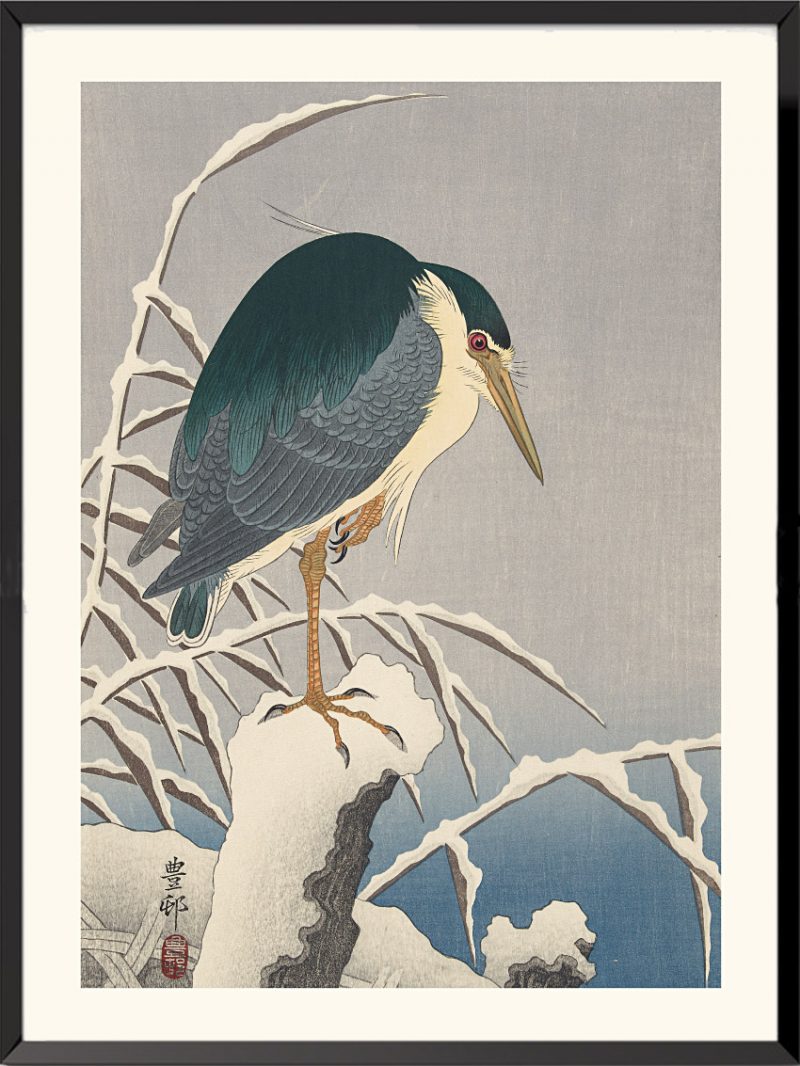 Estampe Héron bihoreau de Ohara Koson