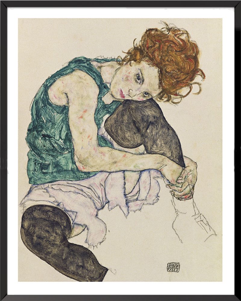 Illustration Femme assise avec les genoux relevés de Egon Schiele