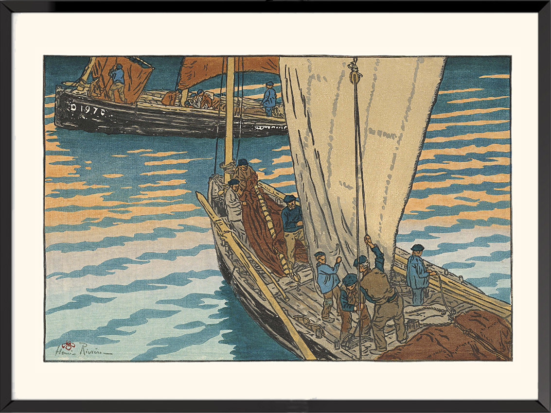 Illustration Departure of Sardine Fishers from Tréboul by Henri Rivière