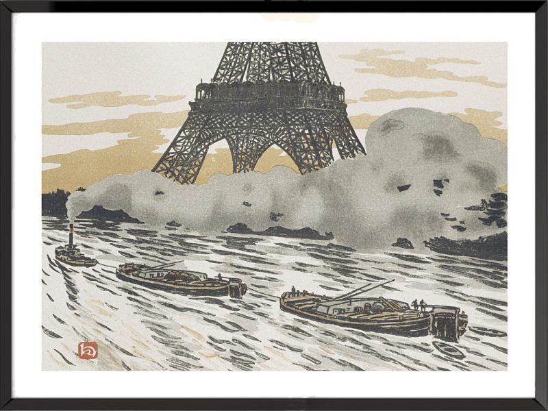 Illustration La Tour Eiffel, frontispice – Péniches, d'Henri Rivière