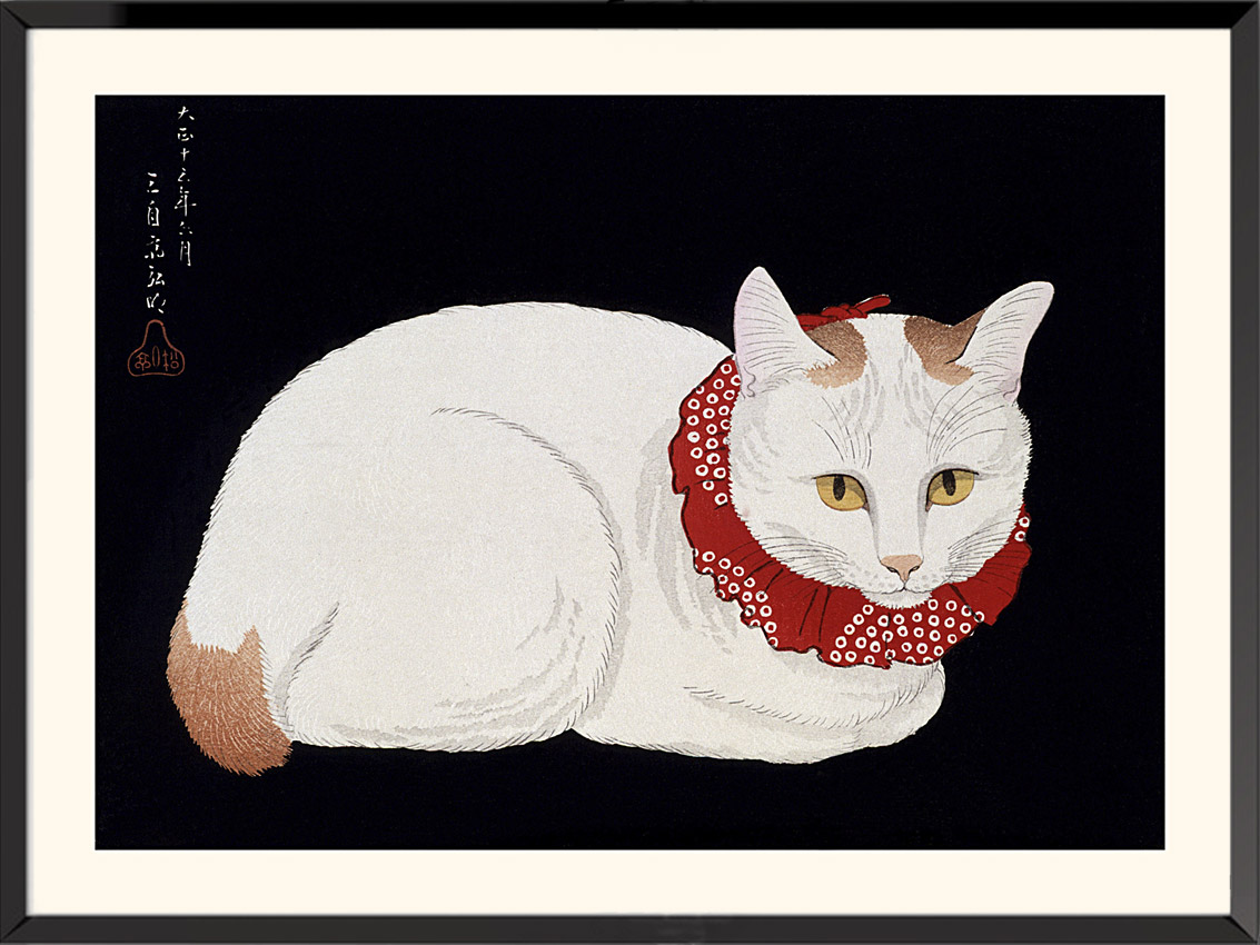 Illustration Le chat blanc, 1926 de Hiroaki Takahashi (Shotei)