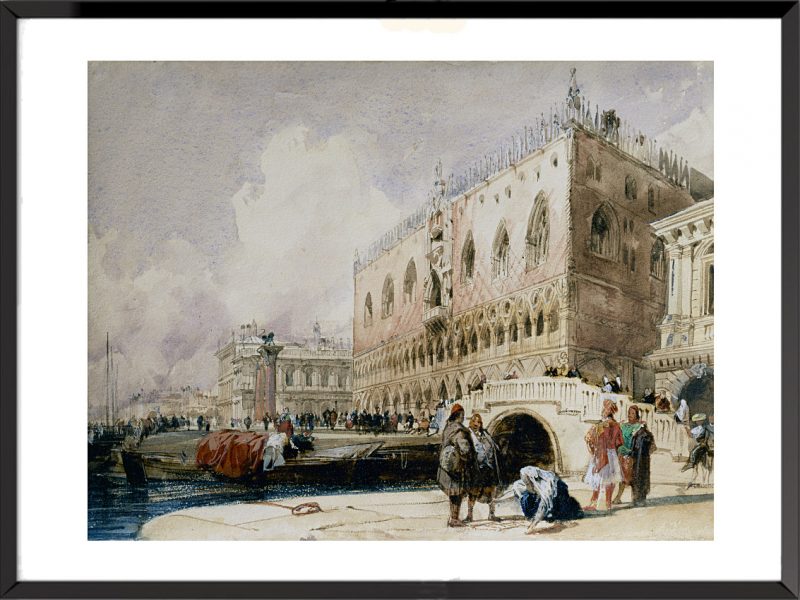 Illustration Venise, le quai des Esclavons et le Palais des Doges de Richard Parkes Bonington