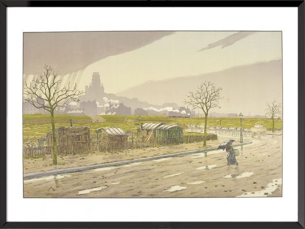 Illustration henri riviere Butte Montmartre from the fortifications, Parisian Landscapes