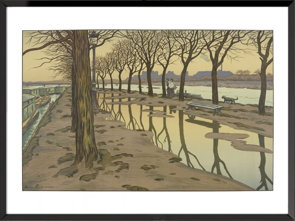 Illustration henri riviere Île aux Cygnes (swan island), Parisian Landscapes