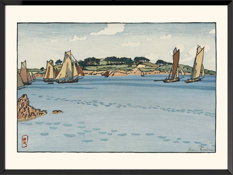 Print henri Rivière, Barges in front of l’Île à Bois (Loguivy)