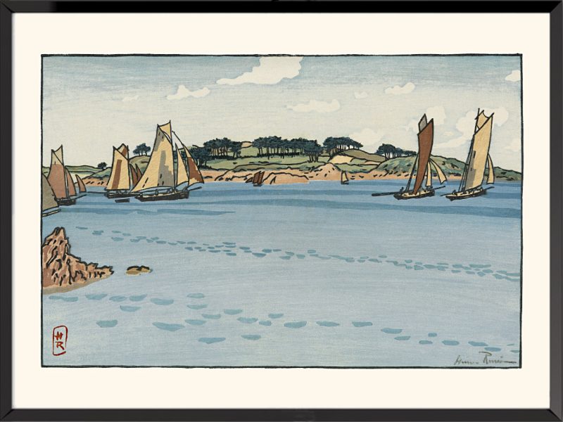 Estampes henri Rivière, Gabares devant l’Île à Bois (Loguivy)