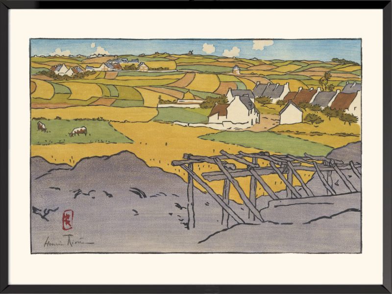 Print by Henri Rivière, La Chapelle village from Les Tertres (Saint-Briac)