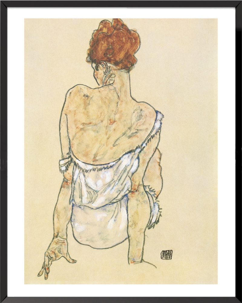Illustration Egon Schiele, Femme assise de dos
