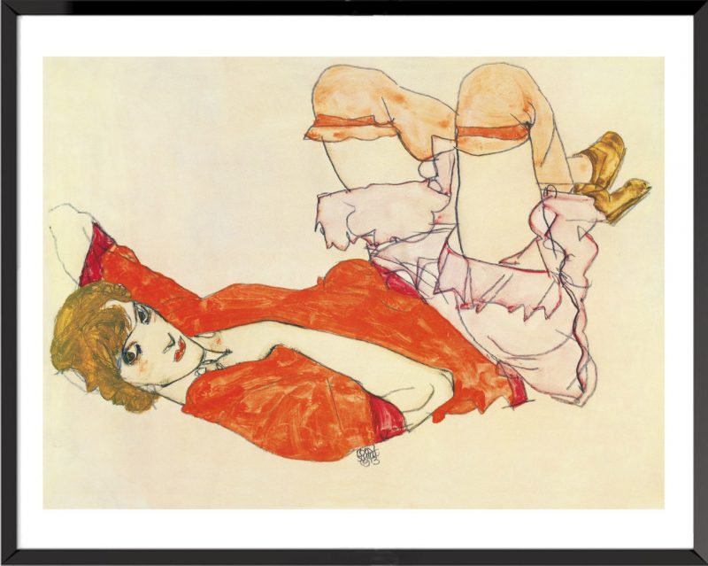 Illustration Wally en blouse rouge de Egon Schiele