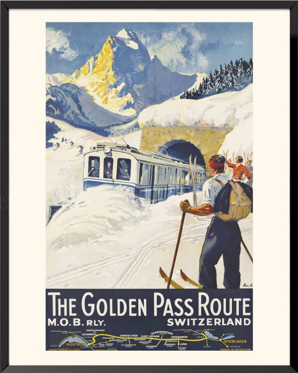 Affiche The Golden Pass Route de Edouard Elzingre