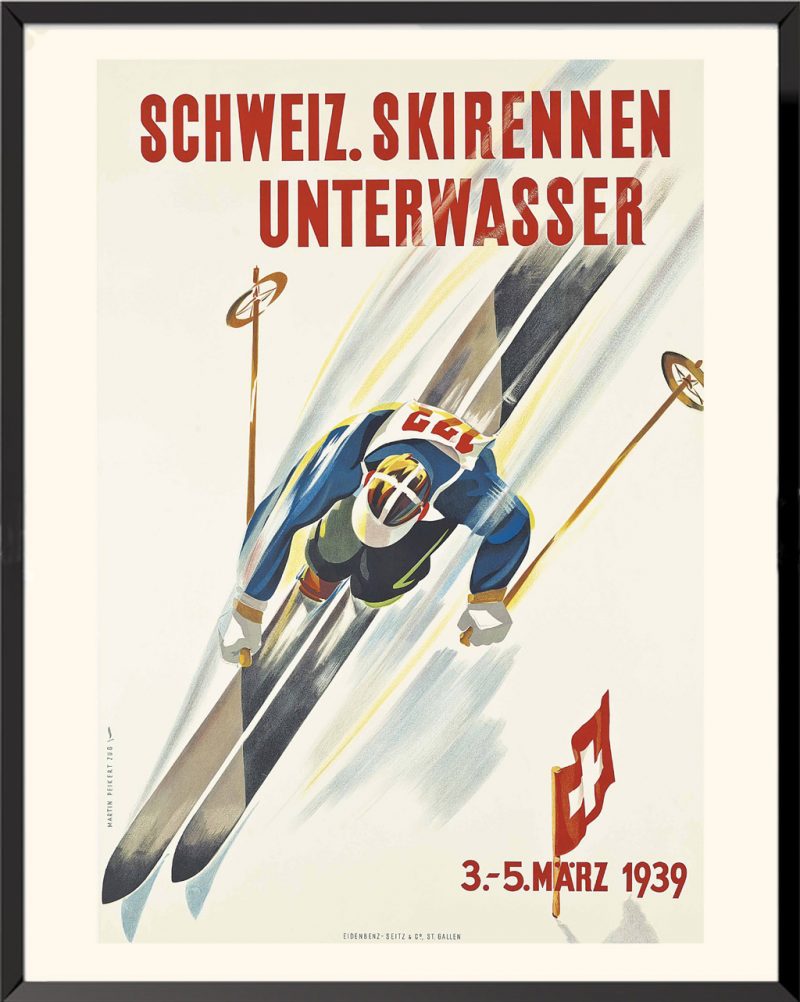 Affiche Schweiz Skirennen Unterwasser de Martin Peikert