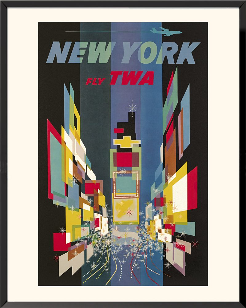 poster david klein fly twa to new york
