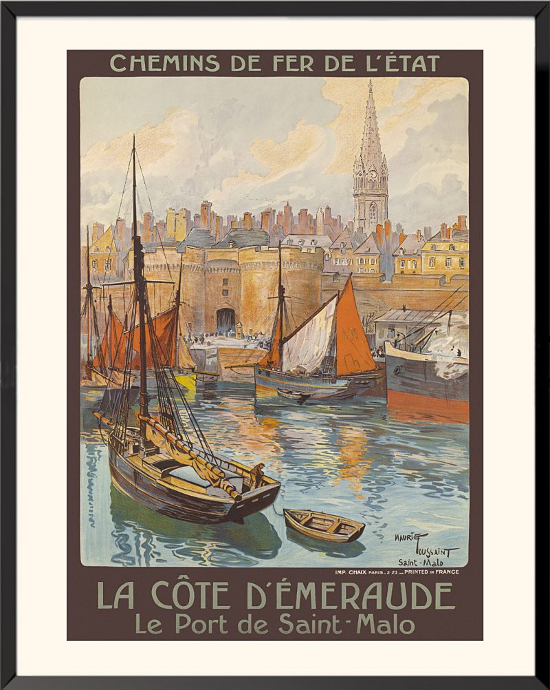 Affiche Maurice Toussaint La Côte d'Émeraude le port de Saint-Malo