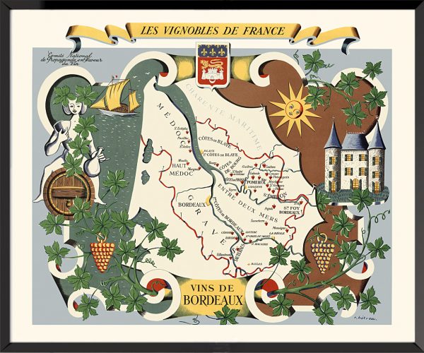 Affiche Vignobles de France vins de Bordeaux Rémy Hétreau