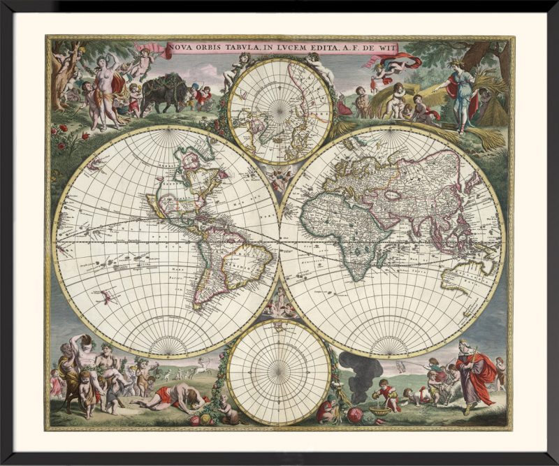 Carte ancienne, planisphère de Frédéric De Wit