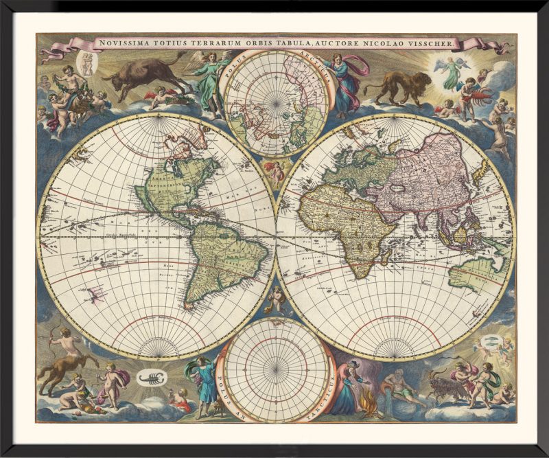 Carte ancienne planisphère Nicolas Visscher