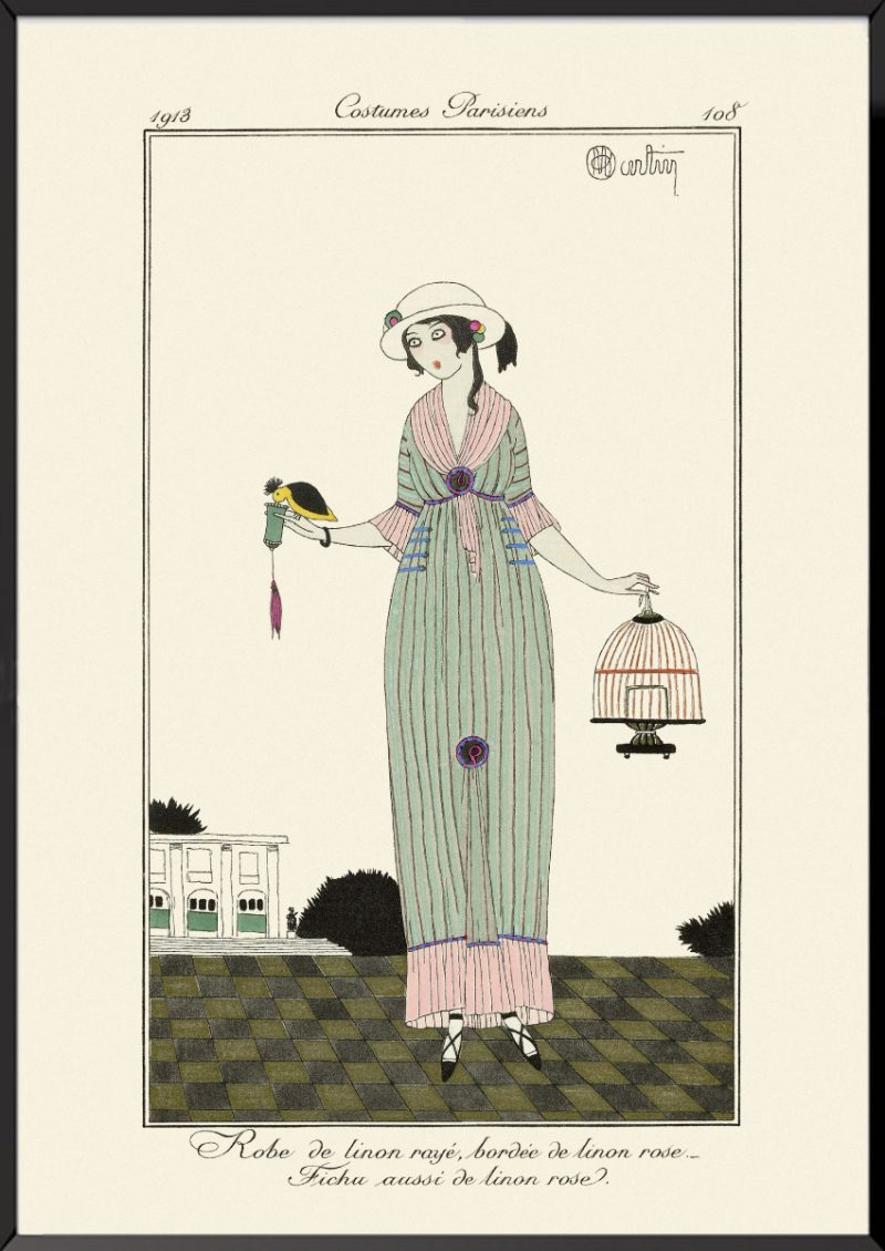 Robe de linon rayé Journal des dames et des modes