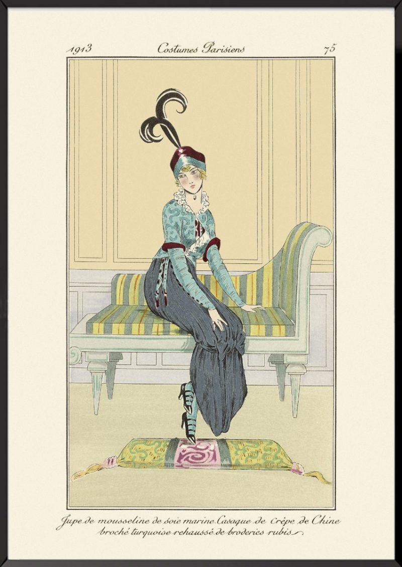 Illustration Journal des dames et des modes Jupe de mousseline de soie marine