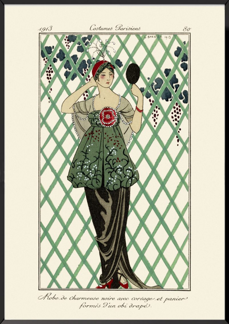 Illustration Georges Barbier Robe de charmeuse noire