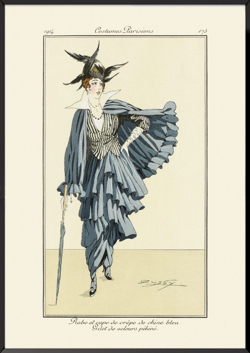 Illustration Journal des dames et des modes Robe et cape de crèpe