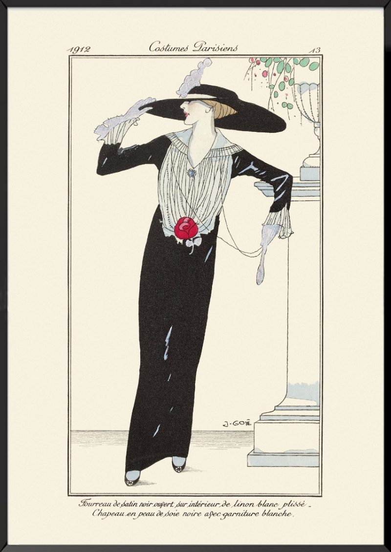 Illustration Journal des dames et des modes Fourreau de satin noir