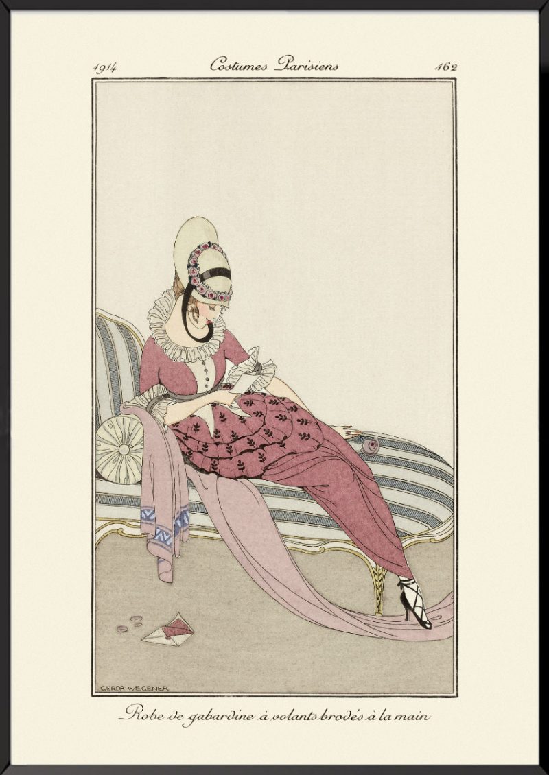Illustration Robe de gabardine à volants Journal des dames et des modes