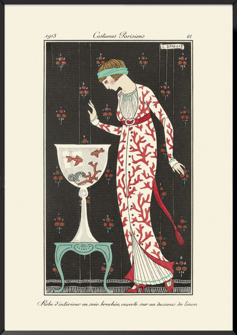 Illustration Robe d'intérieur en soie brochée Journal des dames et des modes