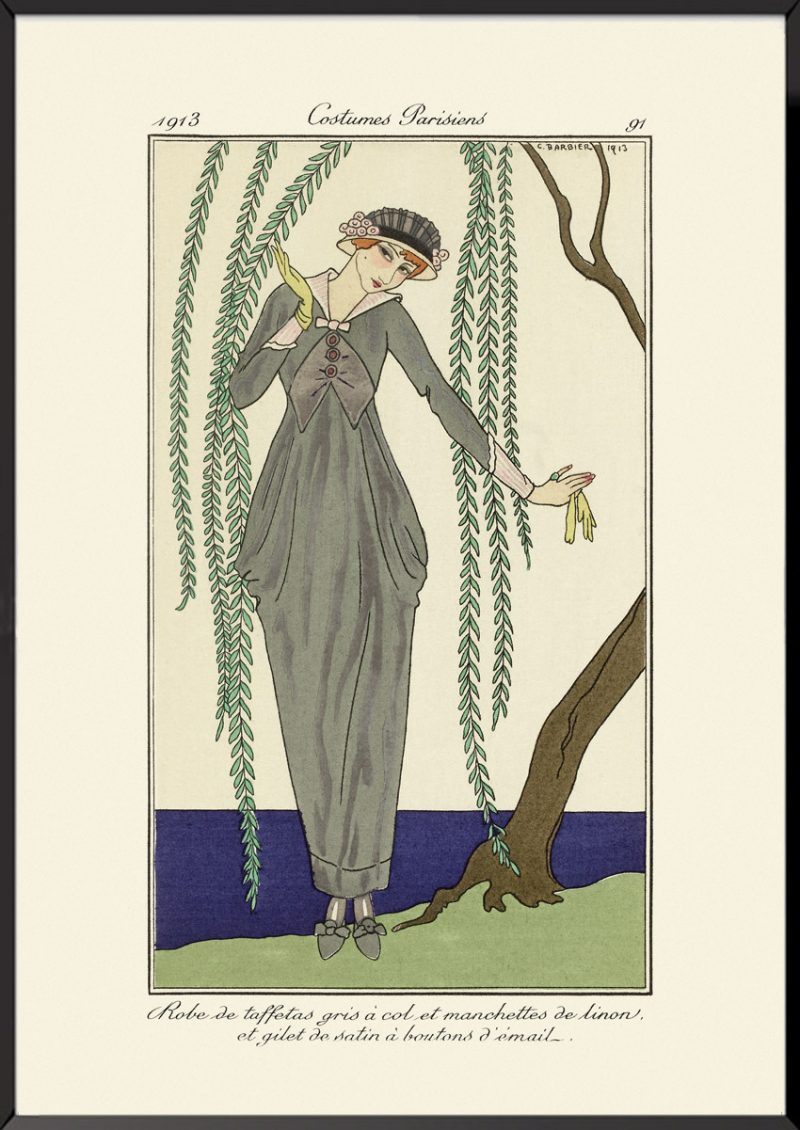 Illustration Robe de taffetas gris Journal des dames et des modes