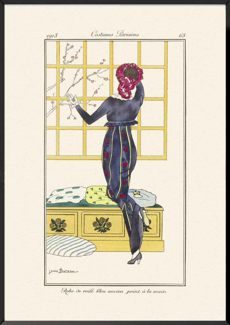 Illustration Robe de voile bleu ancien Journal des dames et des modes