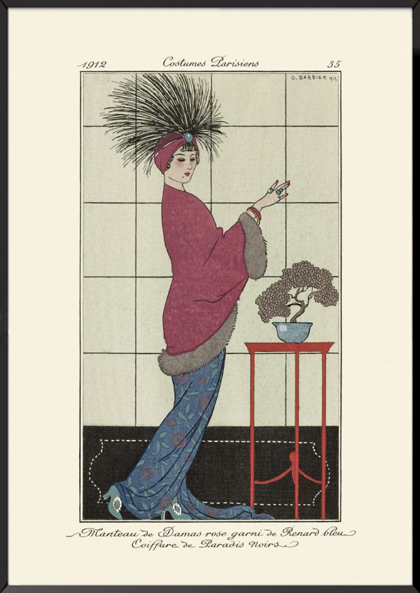 Illustration manteau de damas rose Journal des dames et des modes