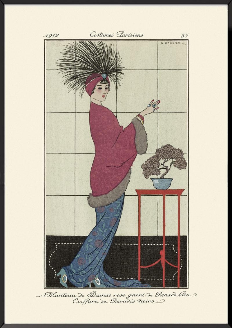Illustration manteau de damas rose Journal des dames et des modes