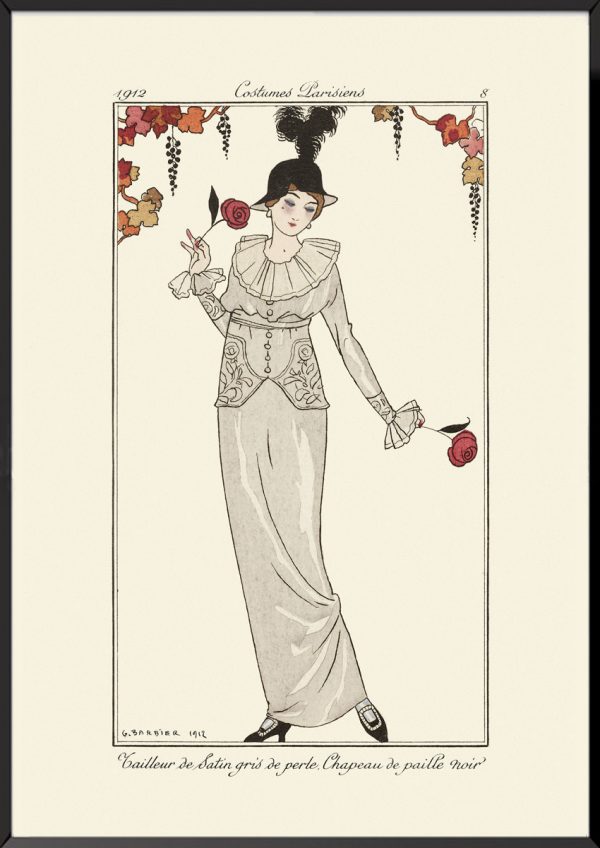 Illustration tailleur de satin gris de perle Journal des dames et des modes