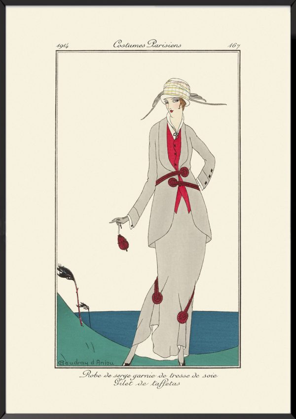 Illustration robe de serge garnie de tresse de soie