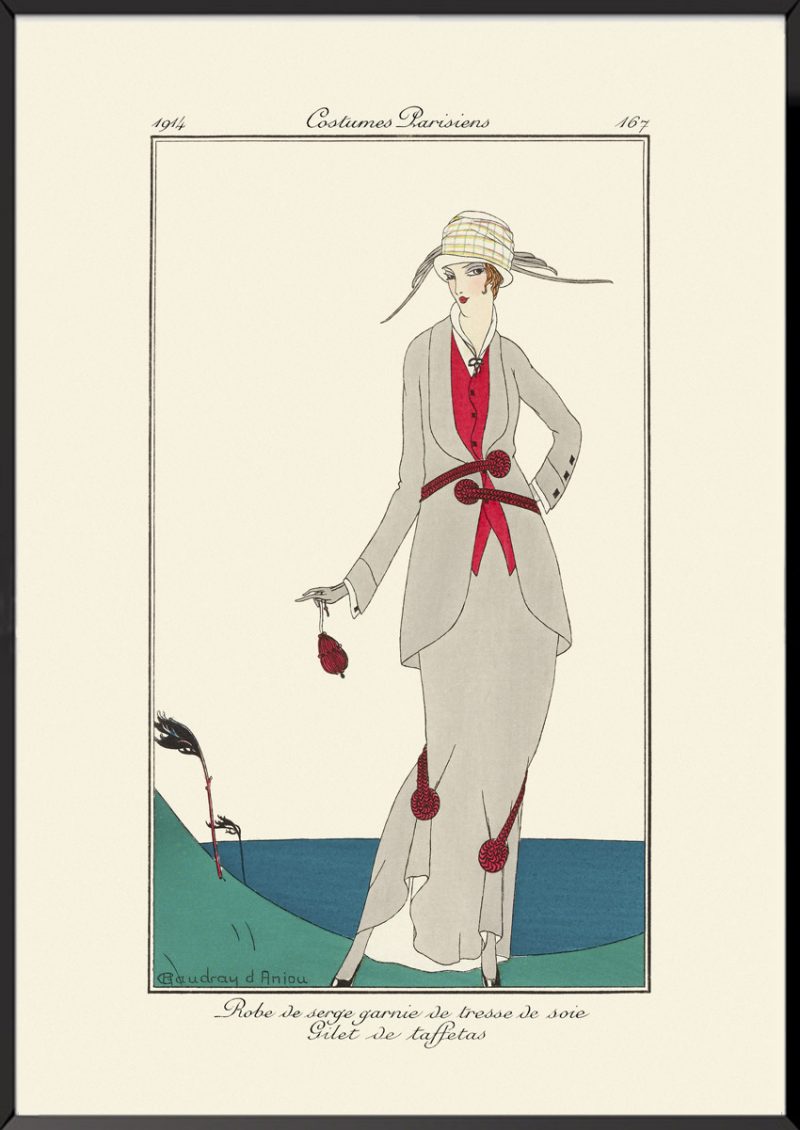 Illustration robe de serge garnie de tresse de soie