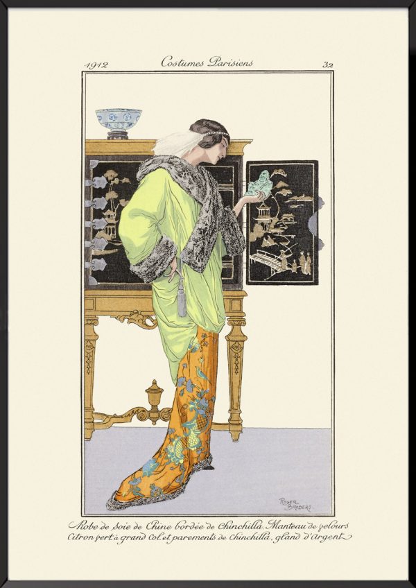 Illustration robe de soie de chine Journal des dames et des modes