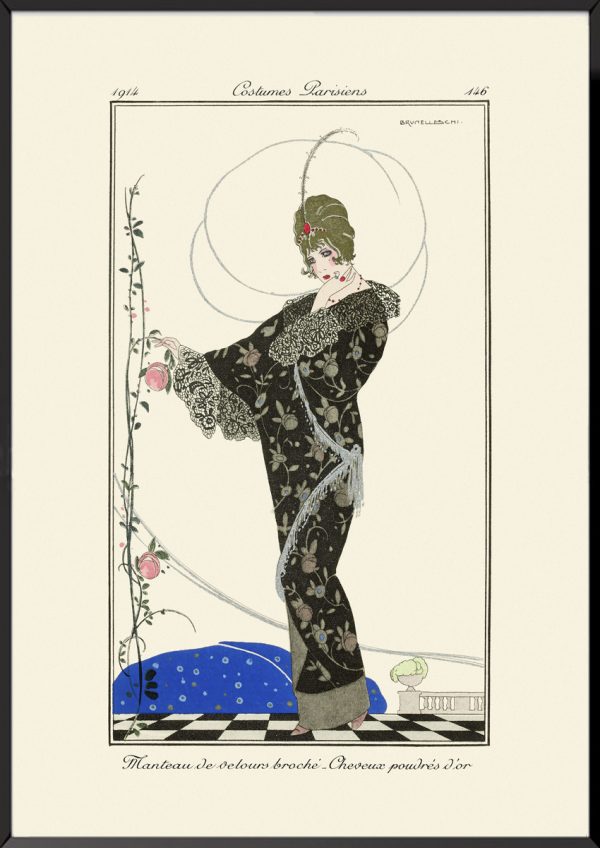Illustration manteau de velours broché Journal des dames et des modes