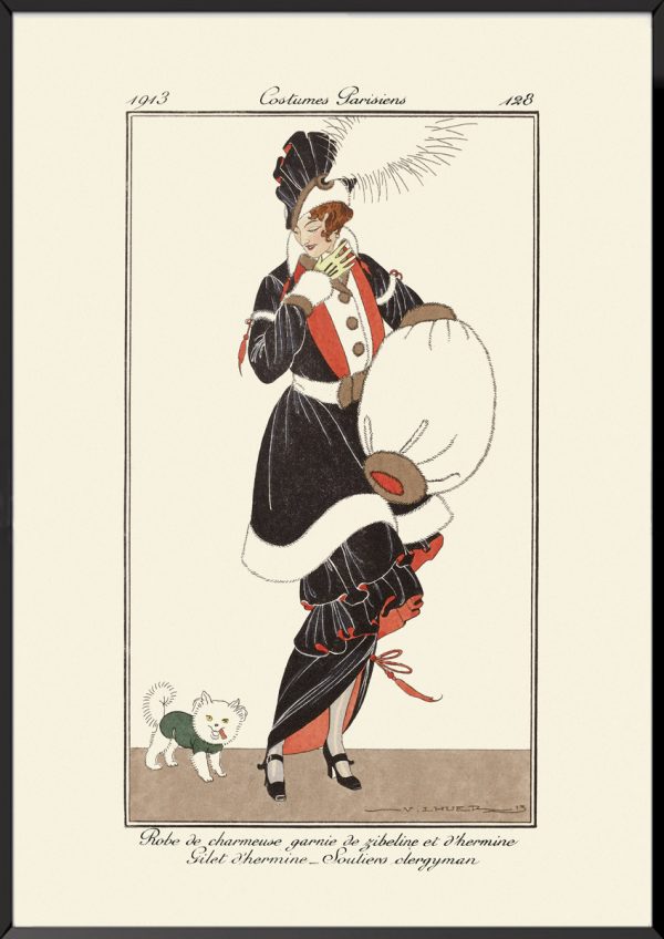 Illustration Robe de charmeuse garnie de zibeline Journal des dames et des modes