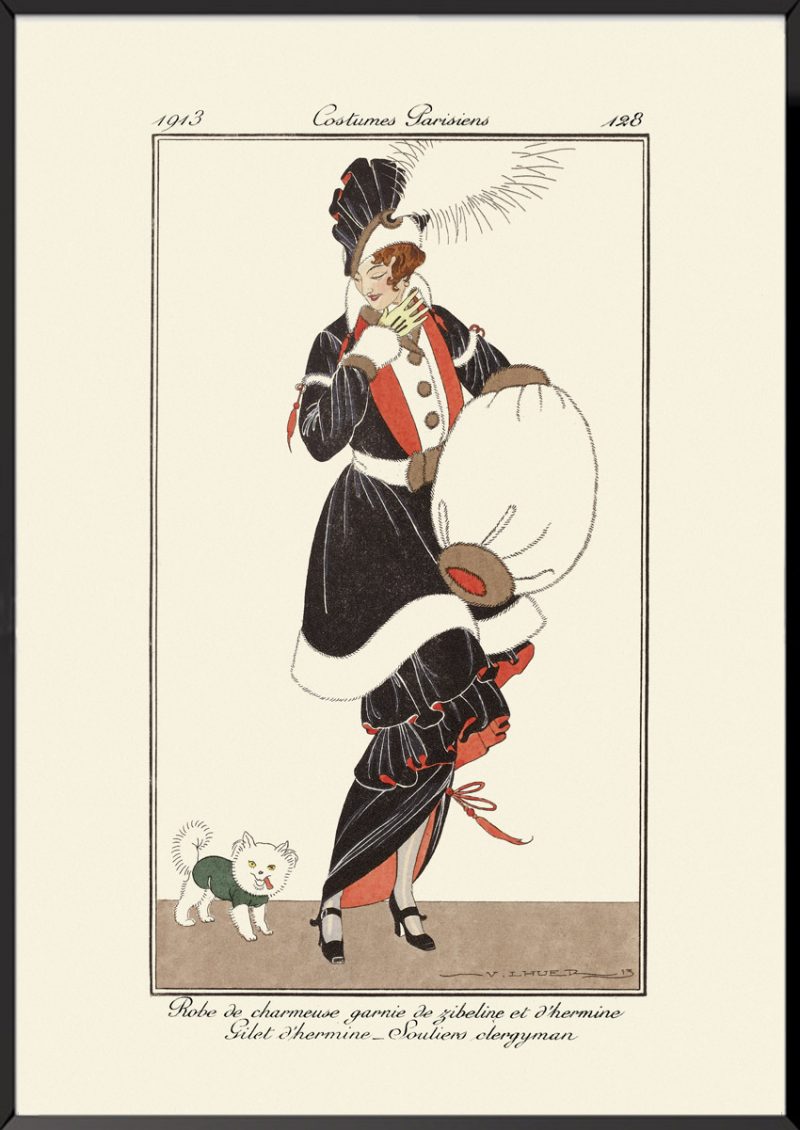 Illustration Robe de charmeuse garnie de zibeline Journal des dames et des modes