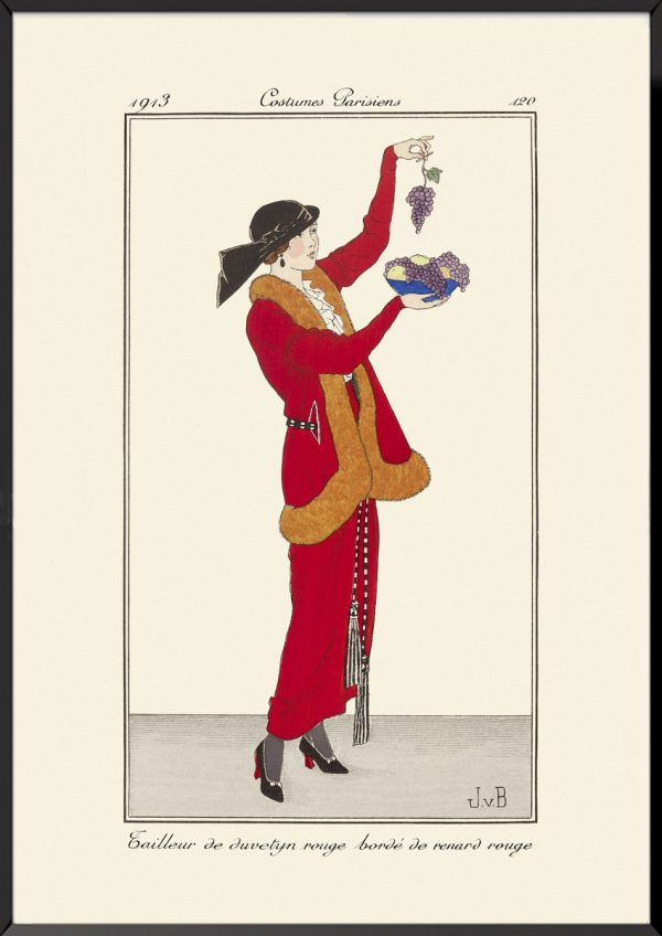 Illustration tailleur de duvetyn rouge Journal des dames et des modes