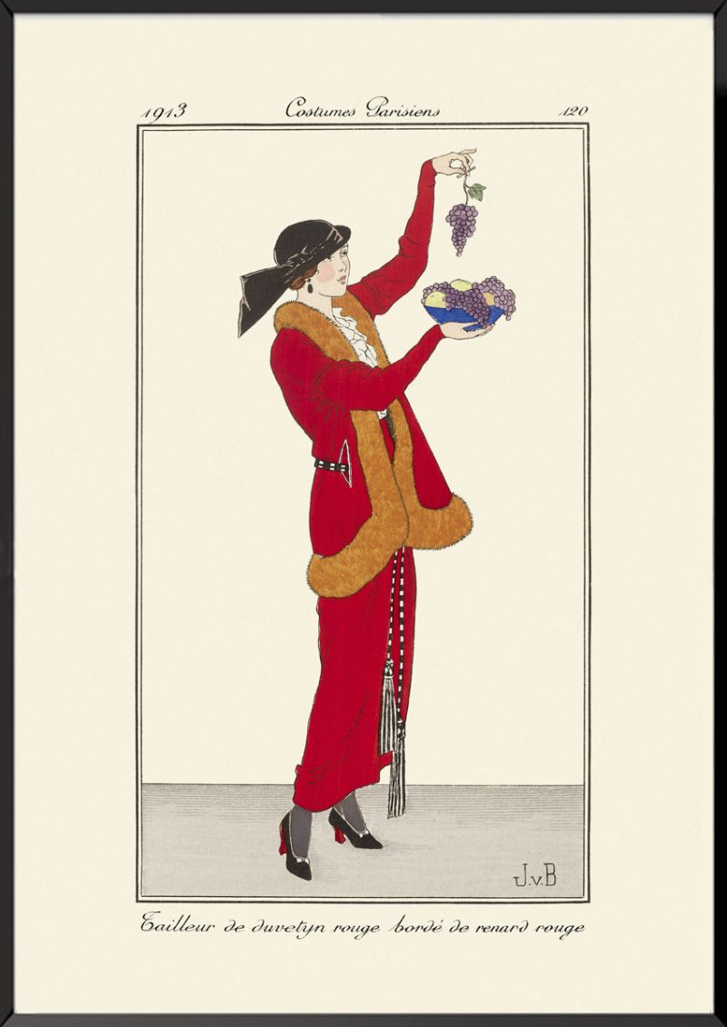 Illustration tailleur de duvetyn rouge Journal des dames et des modes