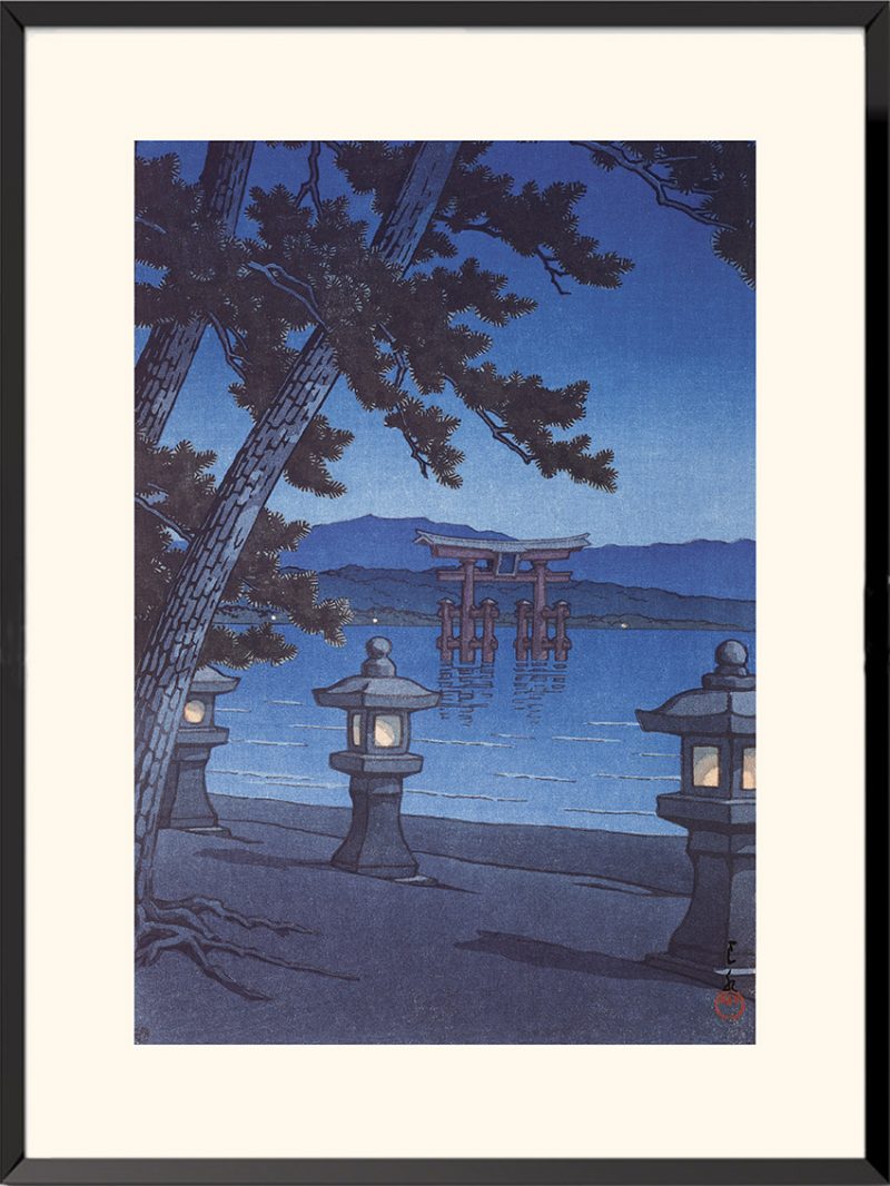 Illustration Clair de lune à Miyajima Hasui