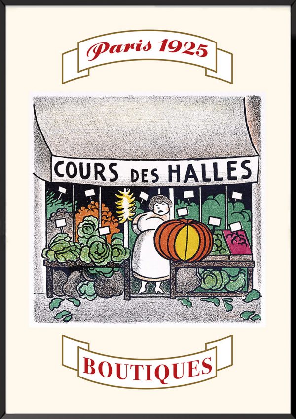 Illustration Cours des Halles Boutiques de Paris Lucien Boucher