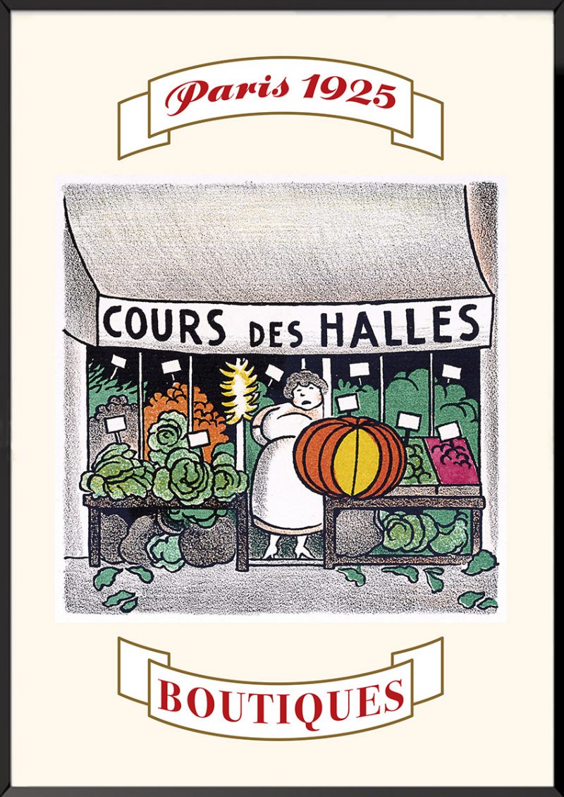 Illustration Cours des Halles Boutiques de Paris Lucien Boucher