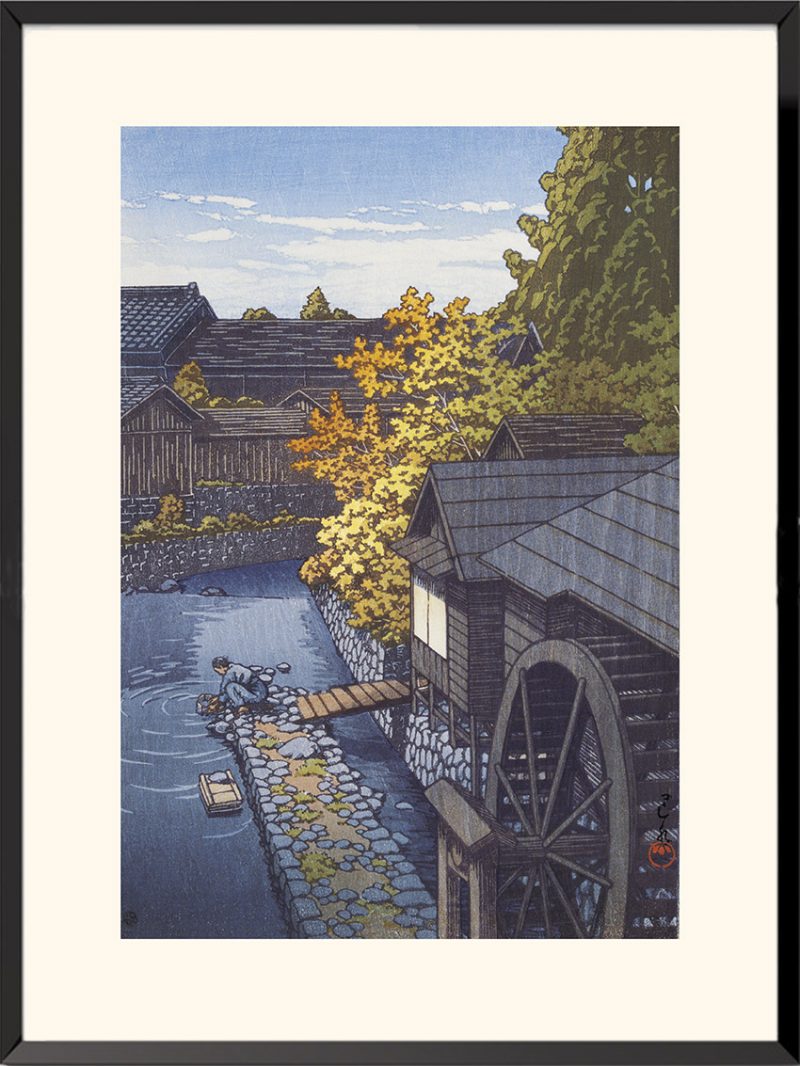 Illustration Village de Kawanishi Hasui
