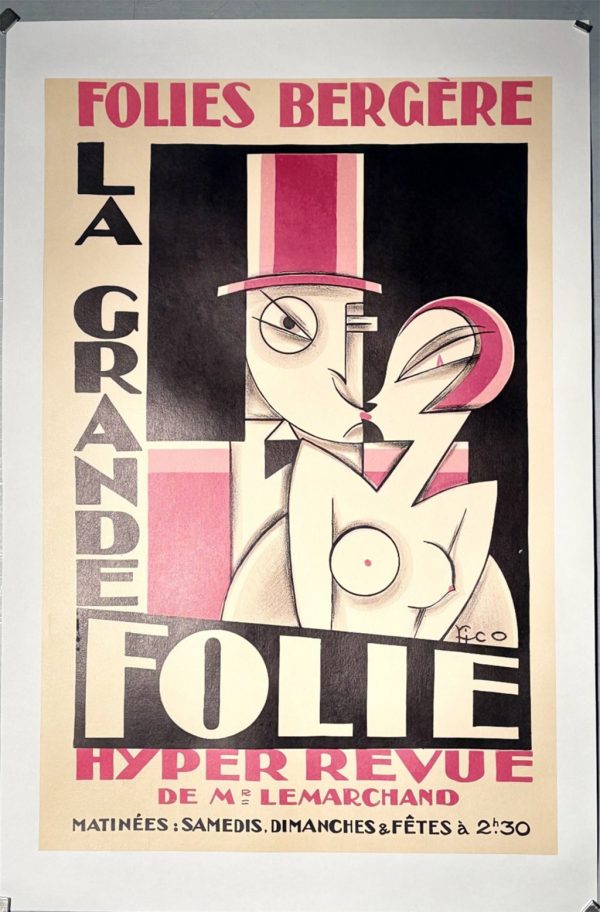 Folies Bergère La Grande Folie, Maurice Pico, affiche ancienne, lithographie