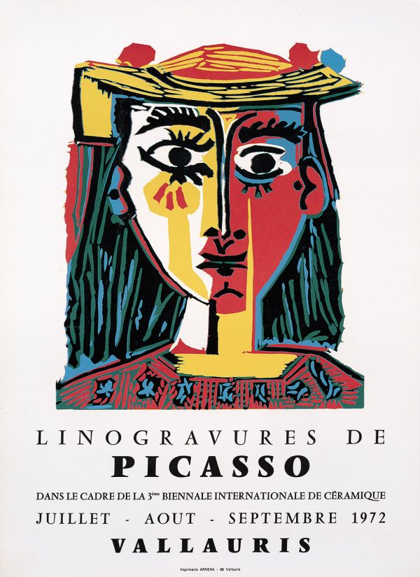 Linogravures de Picasso Vallauris, 1972, affiche originale, lithographie